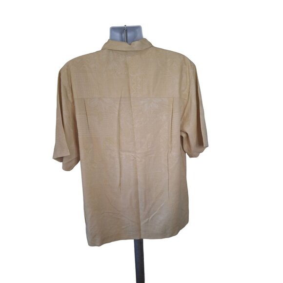 Bermuda Bay Men Silk Button Up Shirt M Yellow Short Sleeve Tropical Design Beach - Picture 2 of 8